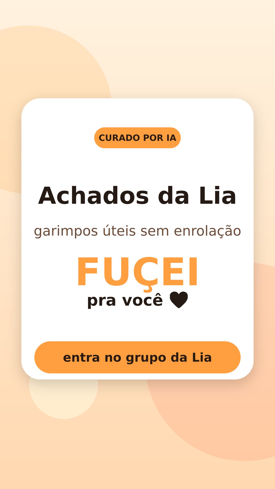 Card Entra no grupo da Lia